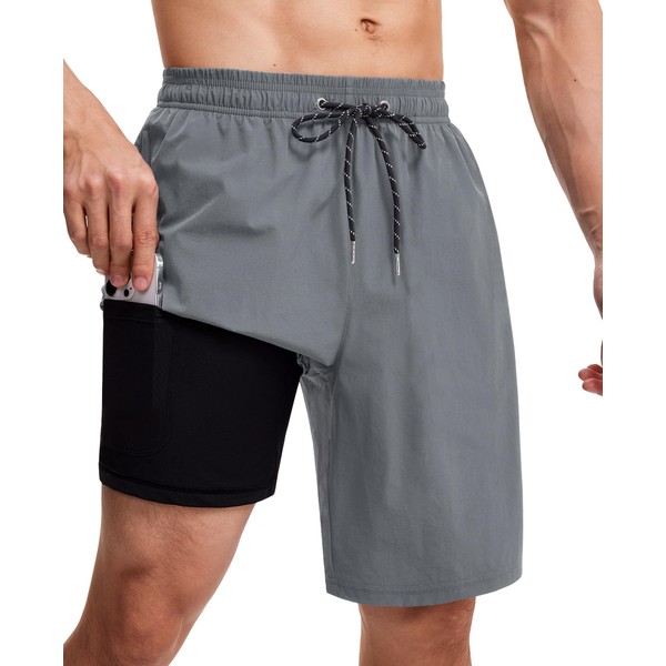 Milin Naco Mens Swim Trunks 9 Inch Compression Liner 2