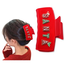 Christmas Hair Claw Clips for Women Girls Xmas Snowflake Santa Baby Hair Clips Large Rhinestone Red Green Hair Claws Holiday Hair Accessories Christmas Party Outfits Gifts