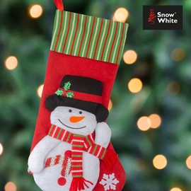 VFM - Long Leg Snowman Design Christmas Stockings 54cm, Large, Jumbo, Traditional, Giant, Fluffy, Festive, Christmas, Xmas Eve, For Children