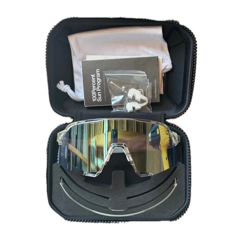 100% S3 SUNGLASSES - POLISHED TRANSLUCENT CLEAR (HIPER BLUE MIRROR