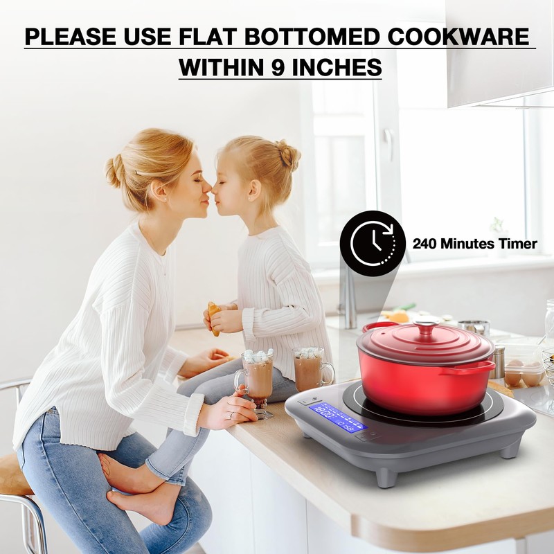 VBGK Induction Cooktop, 1800W Single Burner Induction Burner, Induction Hot