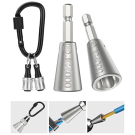 Katerk 2 pcs Wire Twister Tool for Drill with Silver Bit Holder Keychain 1/4“ Fast Cable Wire Twisting Connector Kit for 9-14 AWG 3-7 Ways Effortless Wire Nut Twister for Electrical Impact Power