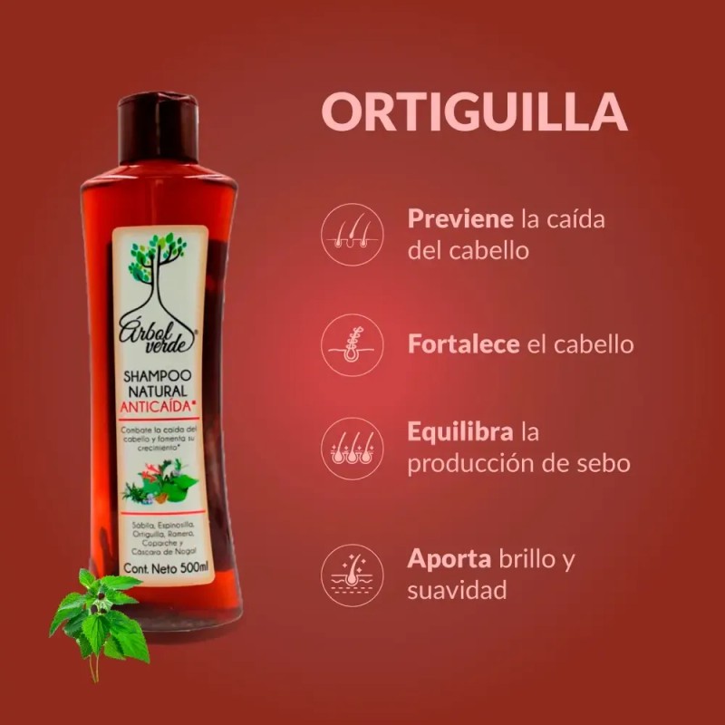 Tratamiento Shampoo Anticaída Árbol Verde 4pzs Romero Sábila