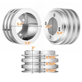 WeiSen 3 Groove 3V Crankshaft Pulley V-Belt Compatible with Ford 1969-UP Small Block 302 351w 351C 351W 351M 400M V8 5.0L - Close to Radiator