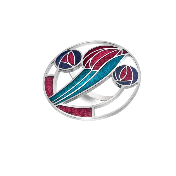 Sea Gems Mackintosh Inspired Fine Enamel 40mm Traditional Rose and