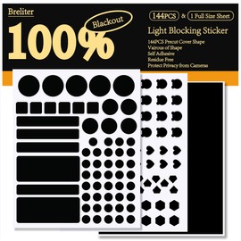 Breliter Light Blocking Stickers - 145PCS Light Blackout Covers with Tweezers for Electronics Light Dimming for Routers, Monitors and Electrical Appliances, Block 95%-100% of LED Lights (Blackout)
