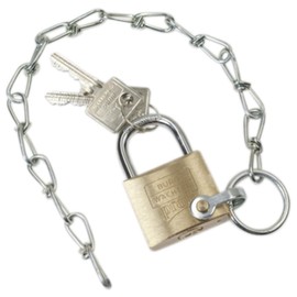 Burg-Wächter Padlock with Chain, Width 40 mm, 11640SK (Military Padlock, Brass Lock, Shackle Lock, Hanging Lock), Solid Brass Body