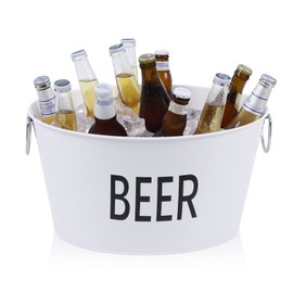 13L Large Ice Buckets,Galvanized Beverage Tub with Double Handles,Rustic Farmhouse Decor Beer Bucket for Weddings,Family Party and Business Party