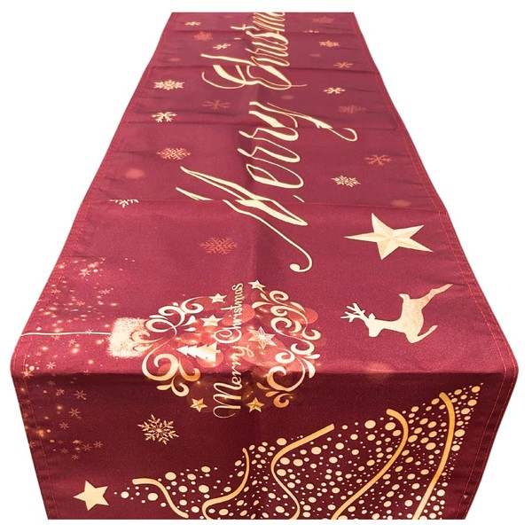 Second Ave Red & Gold Christmas Table Runner Dining Table