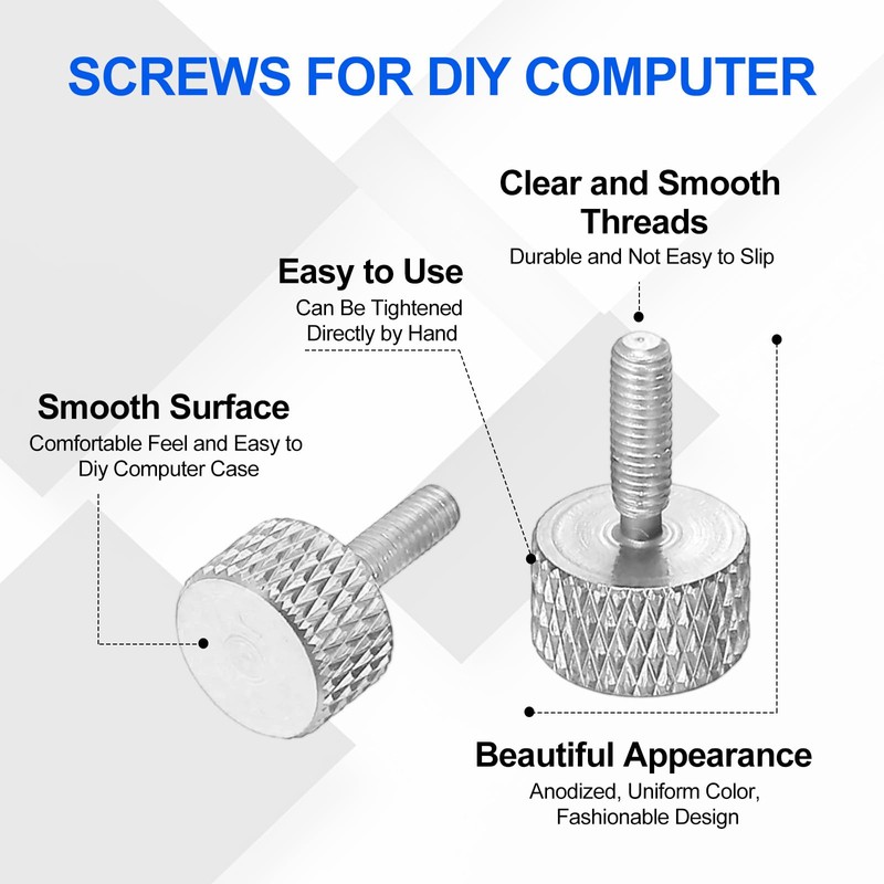 sourcing map M3x10mm Knurled Thumb Screw, 10 Pcs Aluminum Alloy