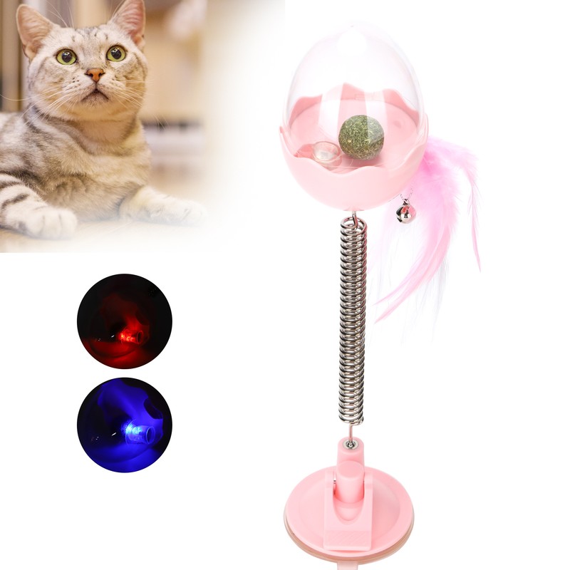 ABS LED Lighting Swing Spring Feather Leak Food Pet Toy