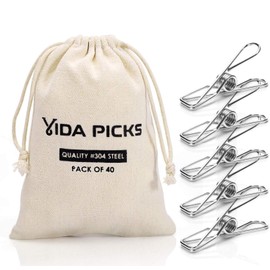 40 Pack Wire Clothes Pins Heavy Duty Outdoor, Stainless Steel ClothesPins for Hanging Clothes, Metal Clothes Pegs, Clothing Clips, Laundry Pins 1.8mm Diameter 6cm Long