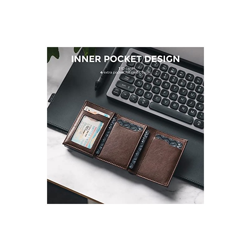 VULKIT Cartera Tarjetero Billetera Pop Up Cierre Magnético RFID Billetera
