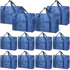Travel Duffel Bag 12 PCS Foldable Travel Bag Bulk Carry on Luggage Bag Waterproof Tote Sports Gym Bag Lightweight Large Weekender Overnight Bag for Women and Men (Blue 12PCS)