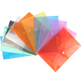 Pack of 10 Document Wallets A5 Filing Colours Document Folder with Button Waterproof Envelope Folder A5 Organisation Document Case for Travel Family Office School Storage (24 x 17 cm)