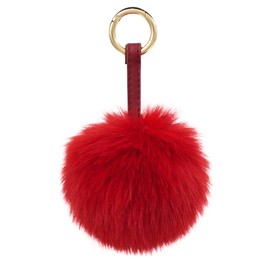 S.ROMZA Pom Pom Keychain Artificial Faux Fur Ball Keychains Fluffy Keychain Plush Keychain Pom Pom Bag Charm for Hand Bag Backpack Wallet Pendant Women's Keychain Decoration (Red)