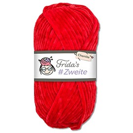 Frida's #Zweite Wolle 100 g Chenille Wool for Amigurumi, Knitting and Crochet, Soft (18 - Red)