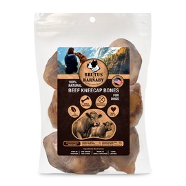 BRUTUS & BARNABY Kneecap Bones for Dogs – 100% USA-Sourced Beef – Long-Lasting Natural Chews for Aggressive Chewers – High Protein, Dental Health Support, (10-pk) – Made in The USA