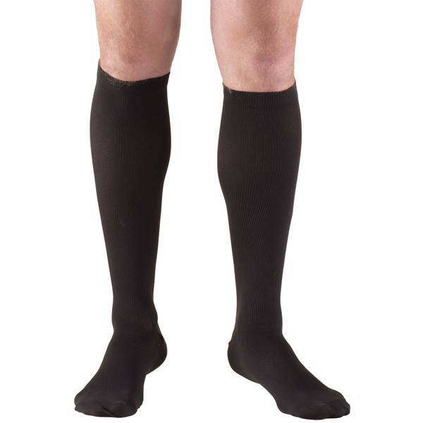 Truform Compression Socks, 15-20 mmHg, Men's Dress Socks, Knee High Over Calf Length, Black, Large
