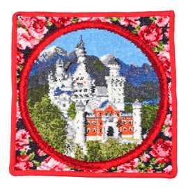 Feiler Women's Handkerchief Hand Towel, 9.8 inches (25 cm), Neuschwanstein Castle, Red