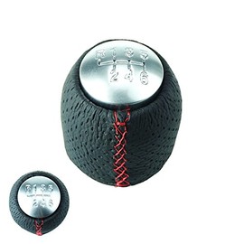 DoLED Leather Gear Knob Gear Lever + Cap Red Stitching 6 Gears Replacement Part