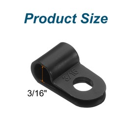 sourcing map 50pcs Cable Clamps 3/16 Inch R-Type Nylon Cable Clip Wire Clamp Rope Light Mounting Cord Fastener Clips with Screws for Wire Management, Black