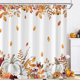 Cortina de ducha con diseño de hojas de arce de otoño para el baño, 72 pulgadas de ancho x 72 pulgadas de alto, para el día de Acción de Gracias, plantas de temporada, casa de campo, decoración de