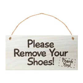 Tookie Welcome Please Remove Your Shoes Sign, Rustic Hanging Printed Wall Plaque Wood Signs, Cute No Shoes Welcome Sign for House, for Front Door, House, Office, Cafes, Restaurants(7.9 x 3.9inch)