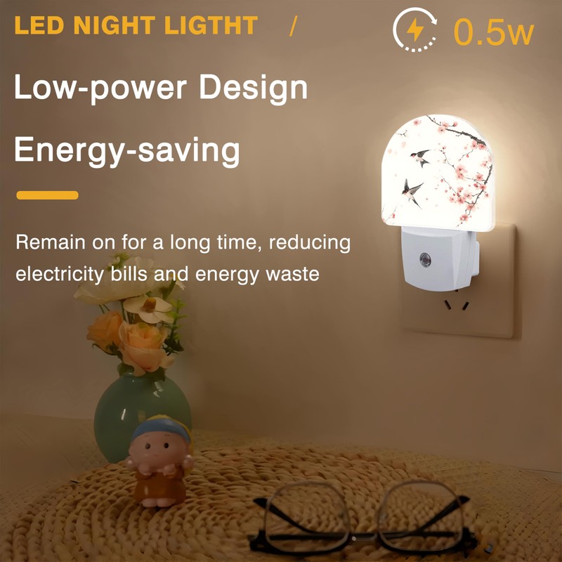 FOISIIAEA Night Light, Spring Bird and Peach Blossom Night Lights
