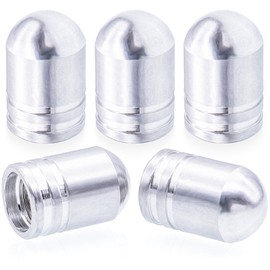 MEAJOO 5PCS Bullet Style Tire Valve Stem Caps, Aluminum Air Caps Cover, with Rubber O-Ring, Universal Wheel Tyre Stem Covers for Cars, SUV, Trucks, Bikes, Motorcycles, Bicycles(Silver)