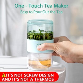 ZENS Modern Small Travel Glass Tea Infuser Teapot, 3-in-1 Smart One Touch Tea...