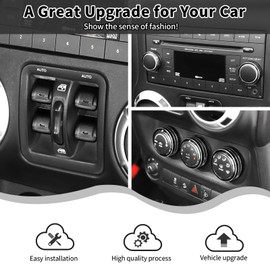 HTHE Black Center Console Air Conditioning Control Panel Cover/Dashboard Dash Window Control Button Panel Cover Compatible with Jeep Wrangler JK JKU Interior Accessories