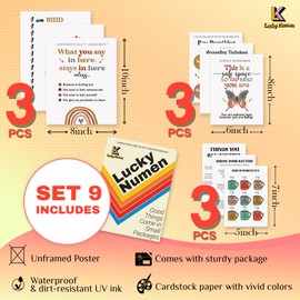 Set 9 Mental Health Wall Decor - Motivational Posters For Office Mindset Posters, Counselling Calming Office Decor, Motivational Posters For Classroom Affirmation Posters (8x10 In UNFRAMED)