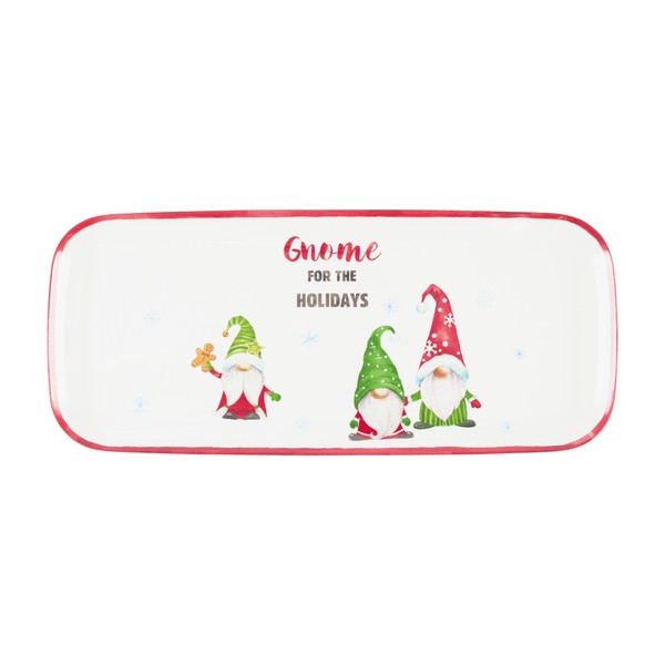 UPware Holiday Gnome Melamine Serving Tray, 15 x 6.5 Inch