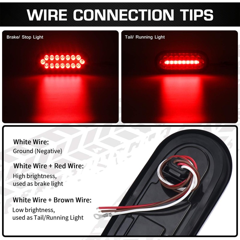 Linkitom 6 Inchs Submersible Oval LED Stop/Turn Trailer Tail Light