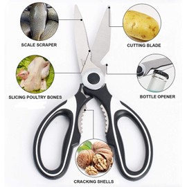 Heavy Duty Kitchen Scissors by ShirazO Best Multi-Purpose Sharp for Chicken Fish Meat Vegetables, Poultry, and Meat.