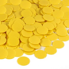 Coopay 1-1/5 inch Plastic Learning Counters Disks Bingo Chip Counting Discs Markers for Math Practice and Poker Chips Game Tokens, 200 Pieces(Yellow)