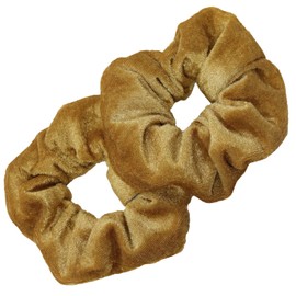 Kenz Laurenz Scrunchies for Hair - 2 Velvet Hair Ties for Women Girls Hair Elastics Ponytail Holder Scrunchy Girl Accessories Elastic Hair Bands Scrunchie Pack (Gold)