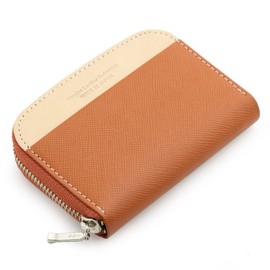 Avies Genuine Leather Round Zipper Coin Purse, Prism, Made in Japan, orange