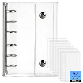 Nixrett Seal Pad, A6, Clear, 6-Holes, Large, Removable, Binder, Large, Includes 20 Refills + 1 Sticker Book, Binders, Photos, Trekker, Seal Storage, Advocation Goods, Girls, Boys, Kids (Transparent Cover)