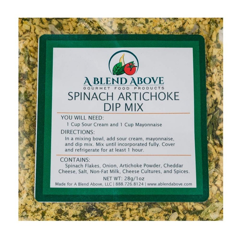 A Blend Above Spinach Artichoke Dip Mix Seasonings Packet, Gourmet