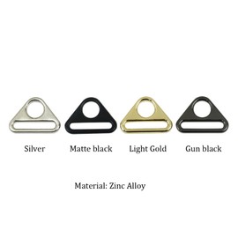 Bluemoona Zinc Alloy Round Hole Triangle D-ring Adjustment Buckle for Bag Strap Webbing, Light Gold, 1 inch