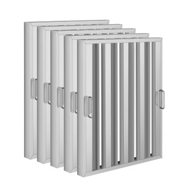 Hood Filters 19.5W x 24.5H Inch, 430 Stainless Steel, Commercial Kitchen Range Hood Baffle Grease Filter, 4 Groove, for Restaurant Exhaust Hood Systems, Easy to Clean (5 Pack)