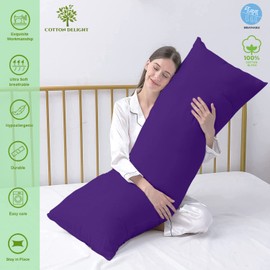 Cotton Delight Body Pillow Cover Pillowcase 20 x 48 Zipper Closure 100% Cotton Blend Premium 1pc Purple Body Pillowcases Pillow Covers, 20 x 48 inch