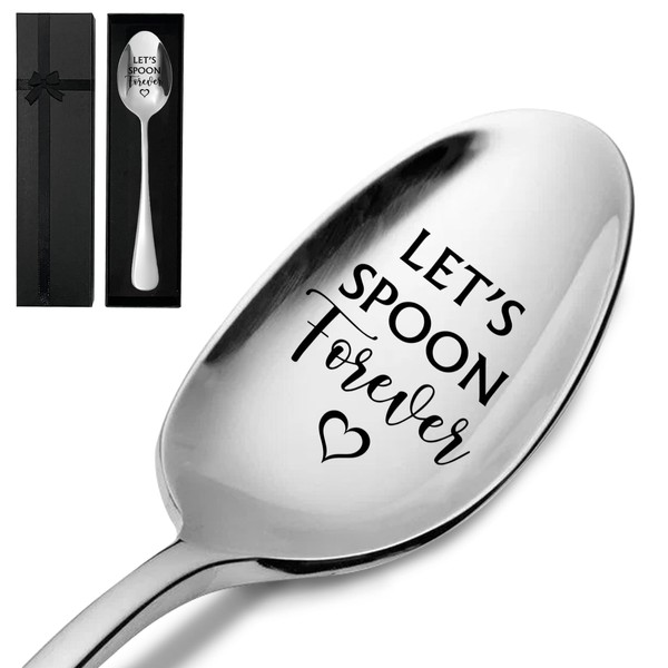 Let's Spoon Forever,Funny Engraved Stainless Spoon,Coffee/Tea/Ice Cream/Dessert/Cereal Spoon for Women
