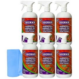 FOLEX Hardwood, Laminate, Tile, Hard Surface & Floor Cleaner with Reusable Cleaning Cloth, Fresh Almond Scent, Residue and Streak Free - 6 Pack