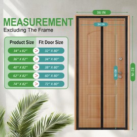 FLYZZZ Magnetic Screen Door Updated Fiberglass Screen Door Fit Door Size 34X80in Automatic Closure Moustiquaire Porte Patio Black Curtain Friendly to Kids Pets
