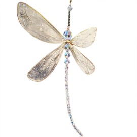 Mtxorvix Crystal Suncatcher, Dragonfly Crystal Suncatcher with Beads, Hanging Crystal Suncatcher with Amazing Details, Dragonfly Hanging Ornament for Home,Office,Garden,Car (5.91in)