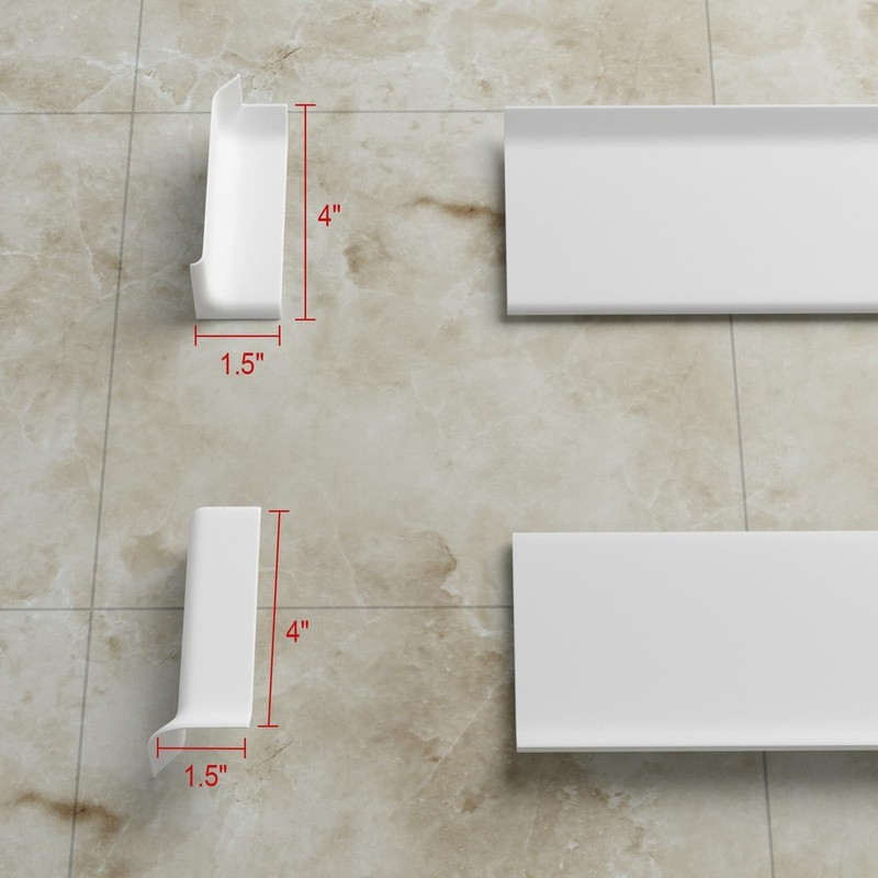 Risunpet Baseboard Corner Blocks 4inch, 2 Inside + 2 Outside