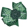 Plaid Shamrock Pinwheel Hair Bow 4" across